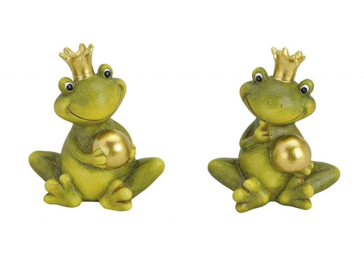 Froschkönig mit goldener Kugel aus Keramik