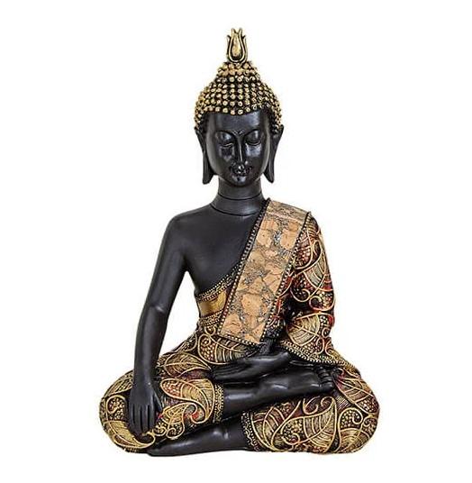 Buddha in schwarz/gold aus Poly
