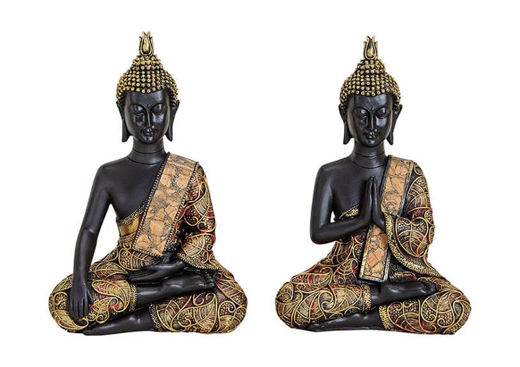 Buddha in schwarz/gold aus Poly - 1