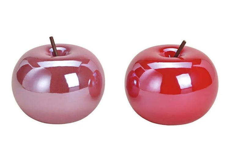 Apfel aus Keramik Pink/Rot