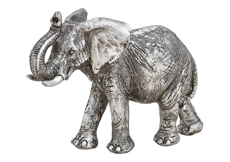 Elefant aus Poly Silber 16x12x6cm