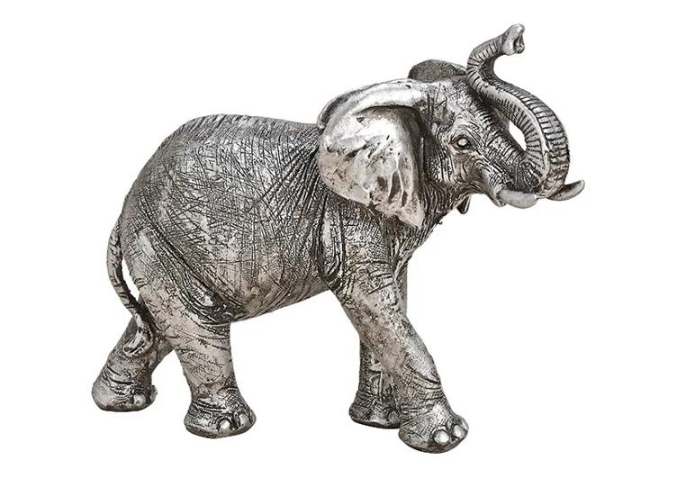 Elefant aus Poly Silber (B/H/T) 21x17x7cm