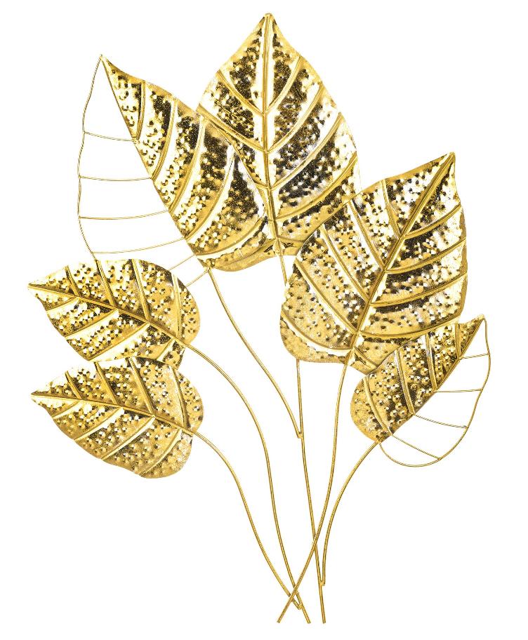 Wand-Deko Metall Blätter Gold