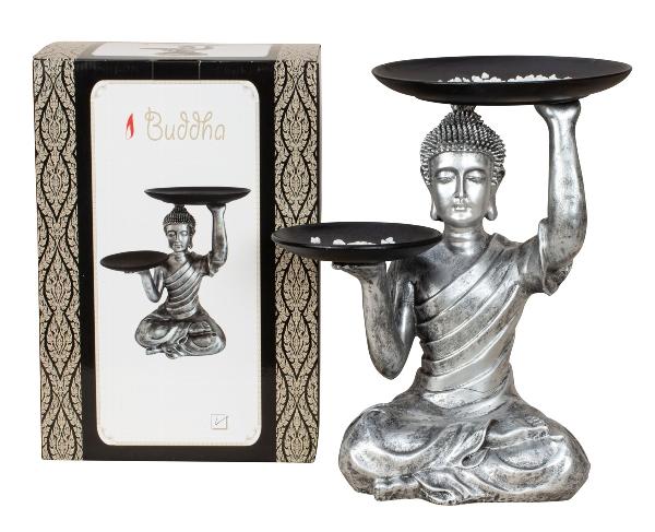 Buddha silber mit Tablett - 0