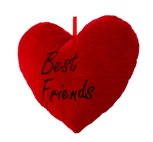 Herzkissen rot `Best Friends` b=33cm