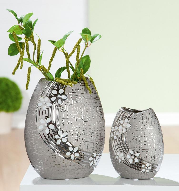 Keramik ovale Vase `Daisy`
