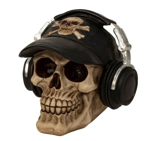 Totenkopf mit Kopfhörer