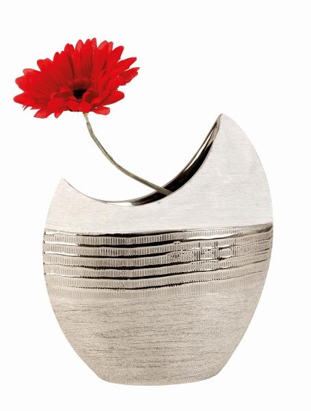 Vase mondförmig silber/weißes