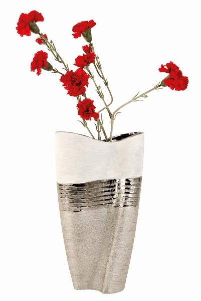 Moderne große Vase silber/weißes