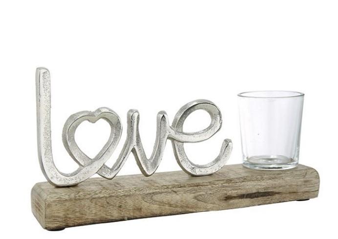 Aluminium Teelichthalter Home/Relax/Love - 0