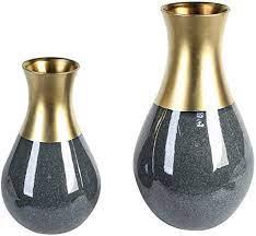 Vase`Opulent`goldfarben/dunkelblau H.45cm