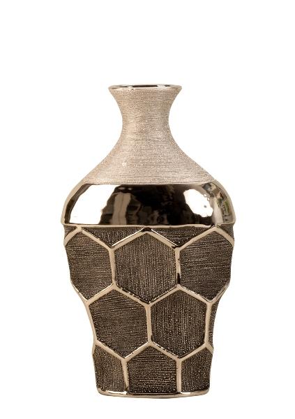 Vase silber Wabenmuster