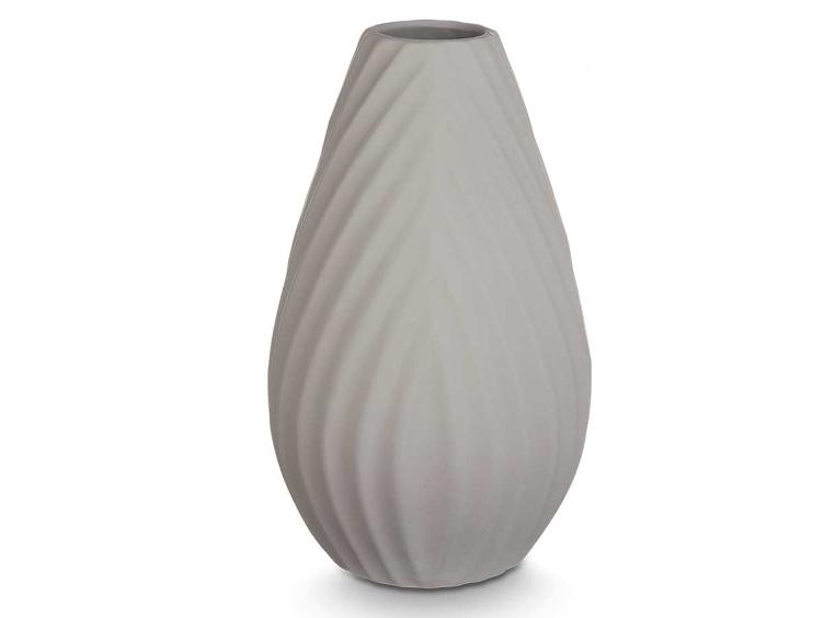 Keramikvase mit diagonalem Streifen 31cm grau - 0