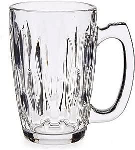 Set of 6 Transparent Glass Mugs 340ml - 0