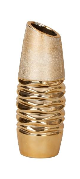 Vase modern rund `gold/creme 27cm