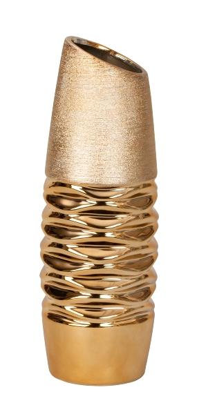 Vase modern rund `gold/creme 33cm