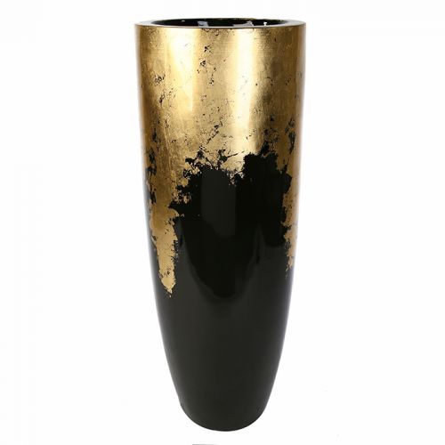 Übertopf `Konus`schwarz/gold H.100cm (7345) | Keramik | VASEN | Linosa home  deko | Übertöpfe