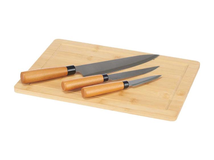Bambusbrettset mit 3 Messern