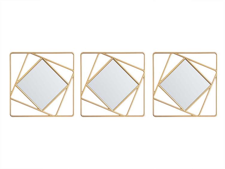 3er Set quadratischen Spiegel Gold - 2