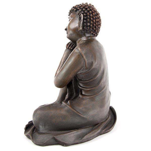 Buddha Thai Holzeffekt, Kopf auf Knie - 1
