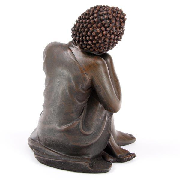 Buddha Thai Holzeffekt, Kopf auf Knie - 0